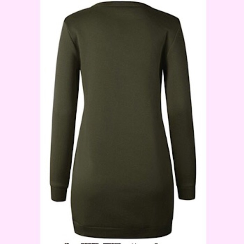 🆕Fleece Long Crewneck Mini Sweater Dress - Picture 2 of 3